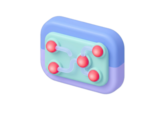 3D Isometric Pastel Circuit Board Icon With Red Nodes And Light On Transparent Background