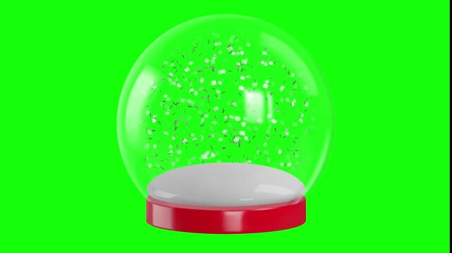 isolated animated snow globe on green screen