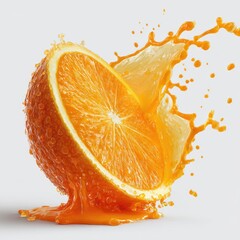 Orange slice with juice splashing