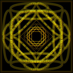 fractal flame background, 3d gold line art