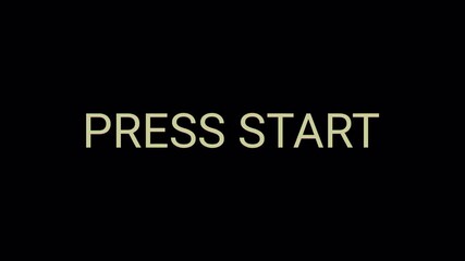 Press Start Text Glitch Animation: Distorted Digital RGB VHS Effect Resolves on Black Screen, Retro Gaming Loop Motion Graphic - Powered by Adobe