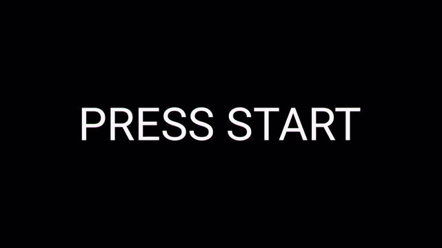 PRESS START Glitch Effect Text Animation, Retro Gaming Title Screen with RGB VHS Distortion and Chromatic Aberration