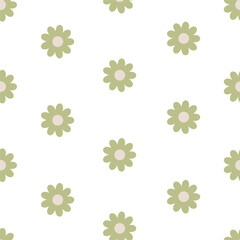 Floral pattern, seamless texture. Daisy flowers, endless background, repeating print for modern cute style textile