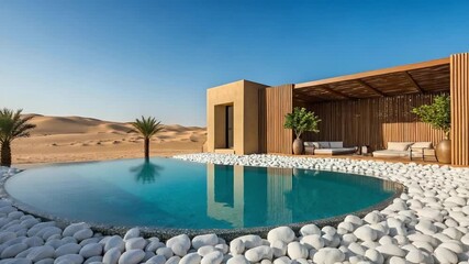 Modern Desert Oasis Villa with a Private Circular Pool.