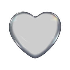 Glossy holographic 3D heart shape. Y2K style shiny metallic element for futuristic design.