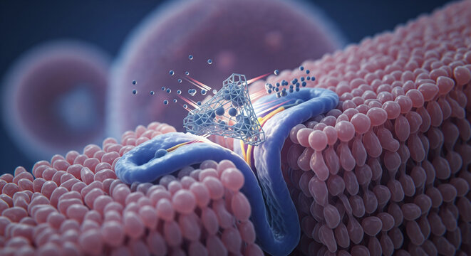 Molecule blocks beta receptor site on cardiac muscle cell membrane for better flow regulation