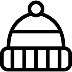 Set of flat outline icons for Christmas and New Year celebration. Includes gifts, Santa hat, Christmas tree, candy cane, wreath, candle, snowman, and winter elements. Colorful festive vector illustrat