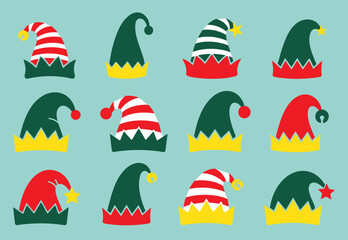 Сollection of fun holiday elf hat