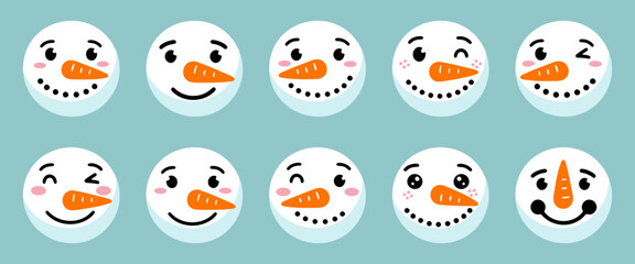 Christmas  snowman face clip art vector graphic illustration