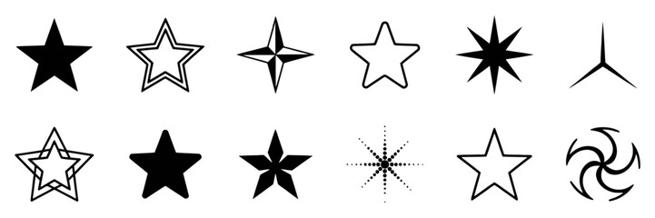 Star vector icons. Set of star symbols isolated.