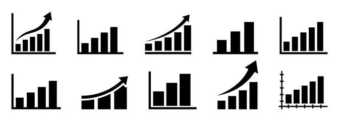 Growing bar graph icon