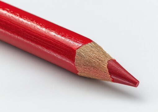 Macro shot of a red, sharpened coloring pencil - Powered by Adobe