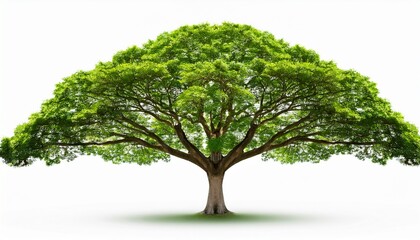 Fototapeta premium Big Tree With Green Leaves On White Background