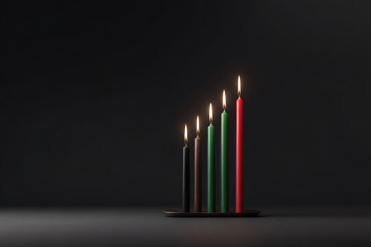 kwanzaa candle lighting, kwanzaa kinara with red, black, and green candles symbolizes cultural celebration and unity - Powered by Adobe