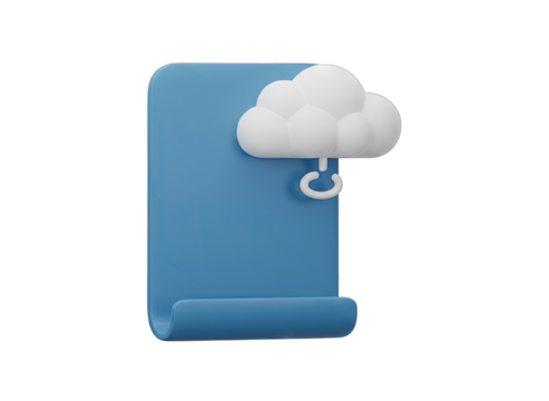 Blank Blue Scroll With White Cloud And Ring Isolated On Transparent Background