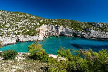 Greece, Zakynthos, Limnionas port - 5 April 2024 - View of the unspoiled nature of the bay at Limnionas port