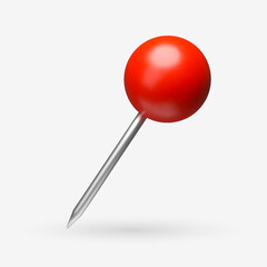 3D red pin. Isolated vector realistic illustration