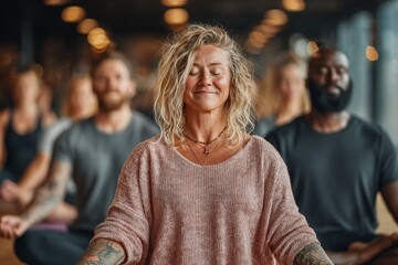 Yoga class diversity—different body types. Generative AI
