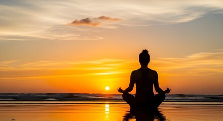 Yoga Meditation Sunset Silhouette