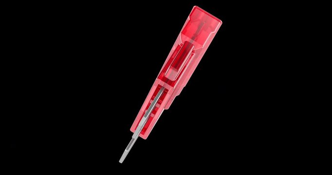 Automotive Blade Fuse, Red Car Fuse rotation animation seamlessly loopable. 3D rendering isolated on transparent background