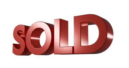 red 3d sold text element