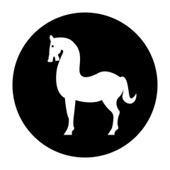 black and white illustration of horse icon