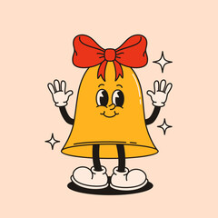 Christmas bell with bow groovy character.