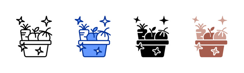 Obraz premium Fresh Ingredients icon sheet multiple style collection