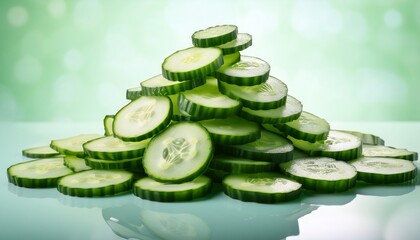A Mountain Of Cucumber Slices Atop A Mound Of Diced Cucumbers