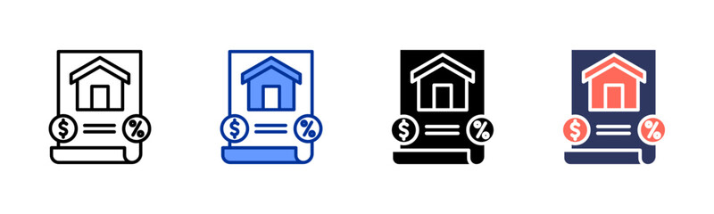 Mortgage Loan icon sheet multiple style collection