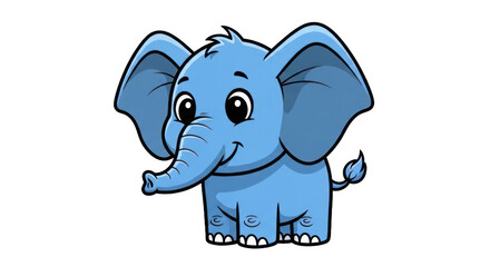 Obraz premium Cartoon blue elephant illustration with large ears and a smiling expression
