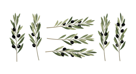 Watercolor Olive Branches with Black Olives Collection.