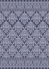 Elegant blue ornamental pattern seamless vector background, floral ornamental pattern design for fabric and wallpaper, decorative ornamental pattern art in blue tone.