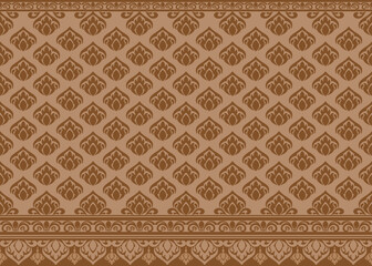 traditional damask vector pattern with seamless damask vector design and elegant damask vector border for textile or wallpaper