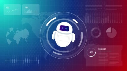 AI bot robot technology digital white futuristic bot icon representing artificial intelligence machine learning automation and robotics - Powered by Adobe