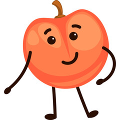 Cute Cartoon Peach Character With A Smiling Face And Arms And Legs Standing On A Transparent White Background