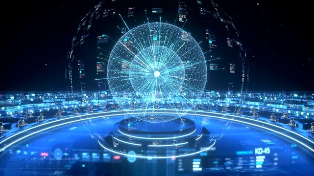 Modern data technology center server, internet of things, data flow, internet traffic digitization animated visualization concept.