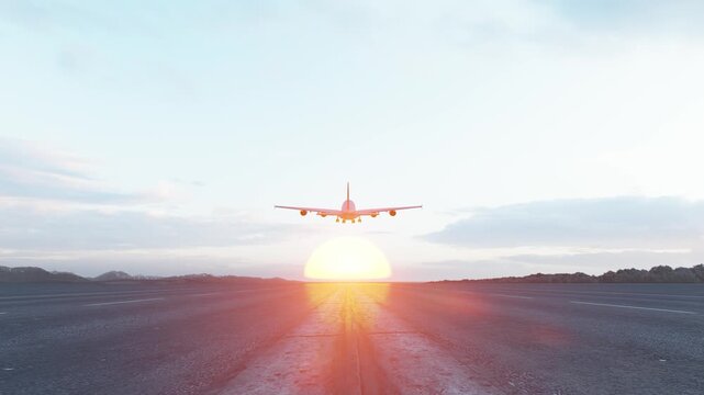 3840x2160 Ultra HD. The plane flies in the blue sky. travel. Airplane takes off in the background of blue sky. 4K.