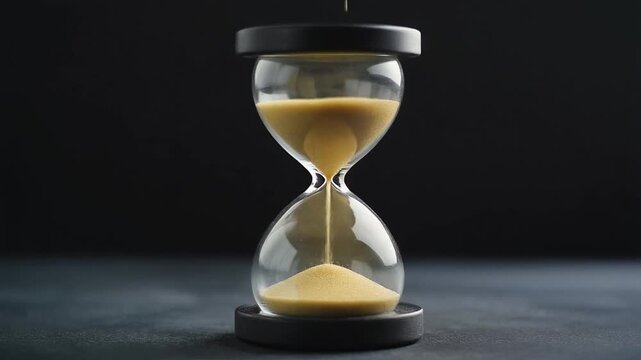 An hourglass with sand flowing through, symbolizing the passage of time and its relentless march forward