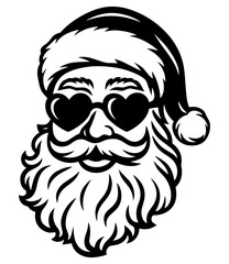 Dibujo de un papanoel con lentes de sol en forma de corazon