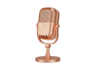 Rose Gold Vintage Microphone With Translucent Background Professional Audio Recording Equipment