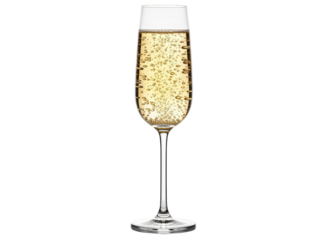 Elegant champagne flute filled with golden sparkling wine, perfect for celebrations.