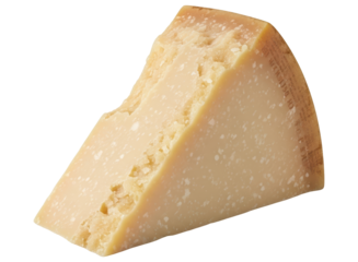 Golden wedge of aged hard cheese, ideal for culinary and food photography.