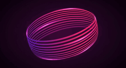 Abstract Neon Ring Glowing With Vibrant Pink and Purple Hues.