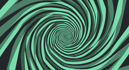 Hypnotic Swirl of Green and Black Abstract Pattern.