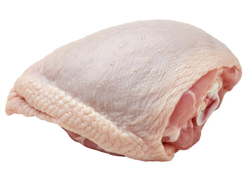Fresh raw chicken thigh with skin on ready for various culinary preparations