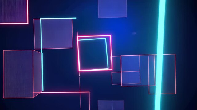 Illuminating Cubes: Dynamic geometric shapes and luminous neon lights intertwine, painting a vibrant tableau of modern technology and futuristic aesthetics.
