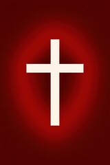 Obraz premium Bold minimalist cross centered on radiant red backdrop glowing edges and smooth gradient for striking contemporary faith themed design