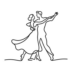 Dancing couple romantic one line art minimalist drawing