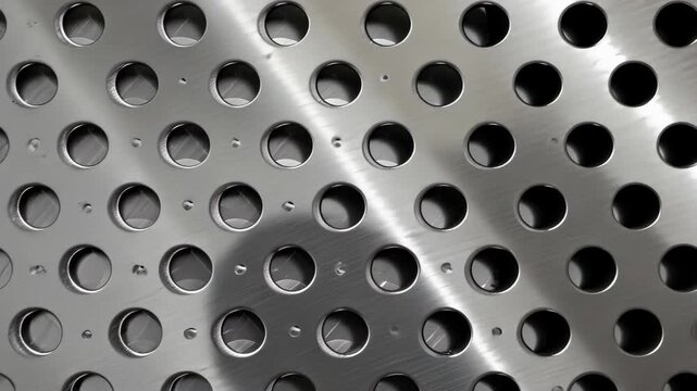 Perforated Metal: A close-up shot captures the industrial elegance of perforated metal, revealing a pattern of meticulously crafted holes against a cool, metallic backdrop.